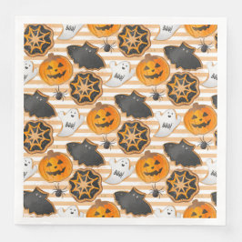 CUTE HALLOWEEN GHOSTS BATS SPIDER WEBS PUMPKINS PAPPERSSERVETT
