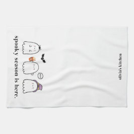 Cute Halloween Ghosts Spooky Season Boo White Kökshandduk