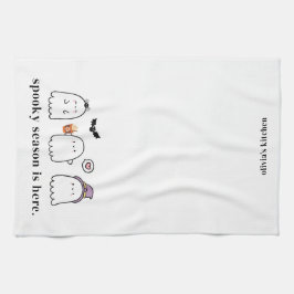 Cute Halloween Ghosts Spooky Season White Kökshandduk