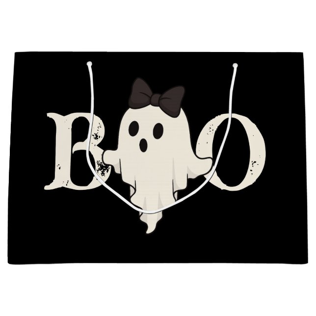 Cute Halloween Gift Bag - Boo Ghost med Bow (Framsidan)