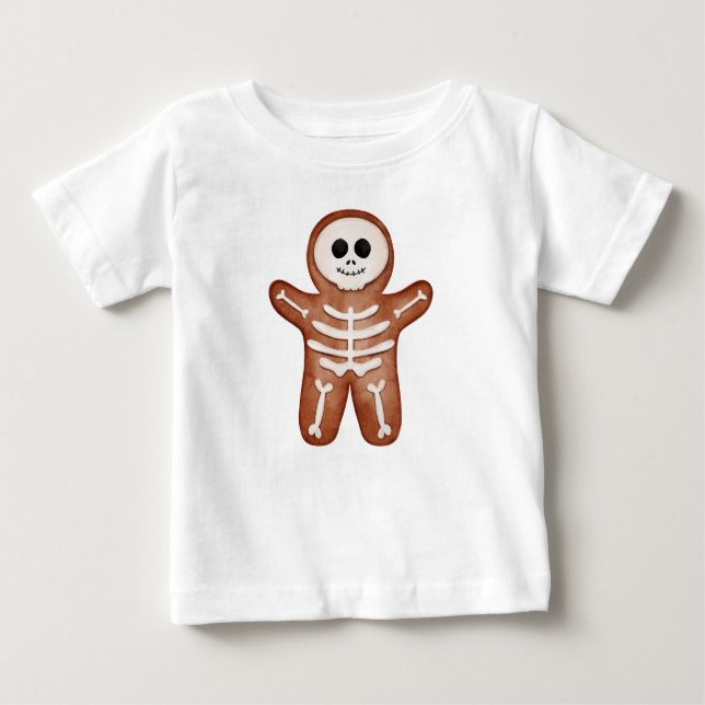 Cute Halloween Gingerbread Skeleton Cookie T Shirt (Framsida)