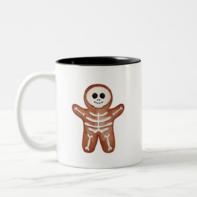 Cute Halloween Gingerbread Skeleton Cookie Två-Tonad Mugg (Vänster)