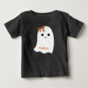 Cute Halloween Girl Ghost Play Bow Kids Namn T Shirt