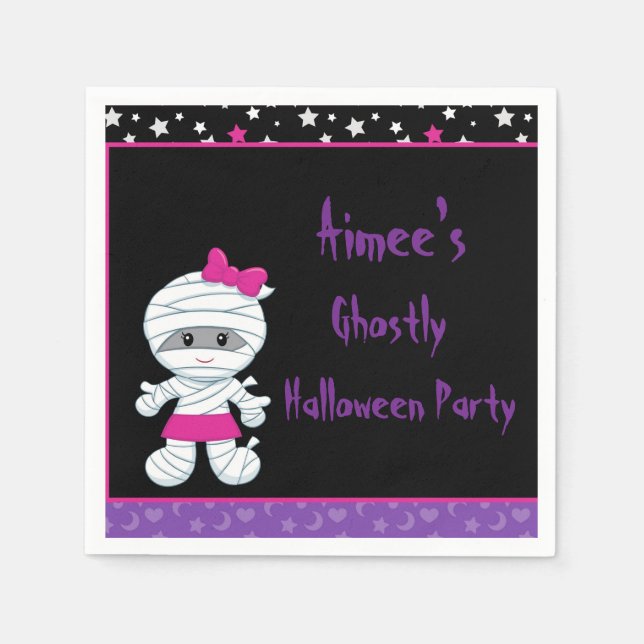 Cute Halloween Girl Mummy Halloween fest Pappersservett (Framsidan)
