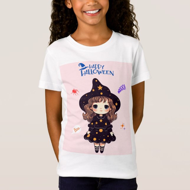 Cute Halloween Girl - Perfekt för Fall Firande T Shirt (Framsida)