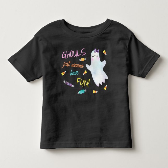 Cute Halloween Girls | Ghouls vill bara ha Roligt T Shirt (Framsida)