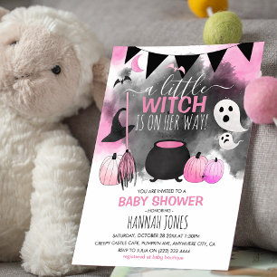 Cute Halloween Girls Rosa Baby Shower Inbjudningar