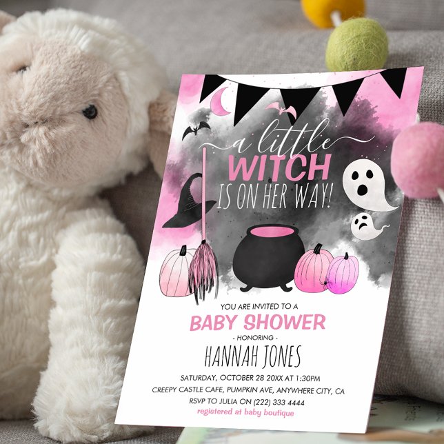 Cute Halloween Girls Rosa Baby Shower Inbjudningar (Skapare uppladdad)