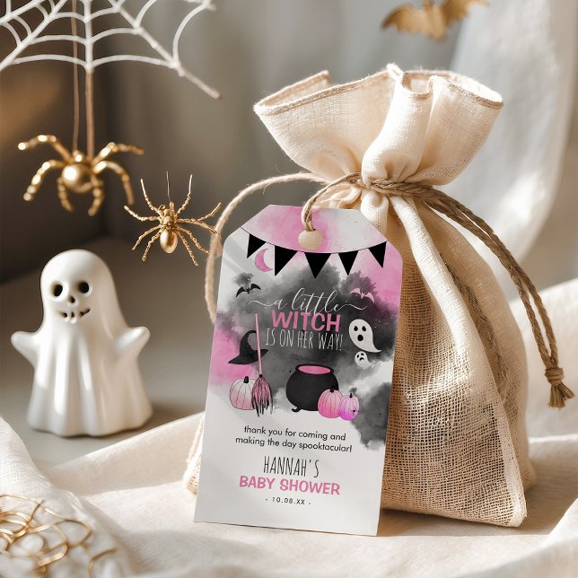 Cute Halloween Girls Rosa Baby Shower Tack Presentetikett (Skapare uppladdad)