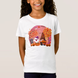 Cute Halloween Gnome and Ghost Girl's T Shirt