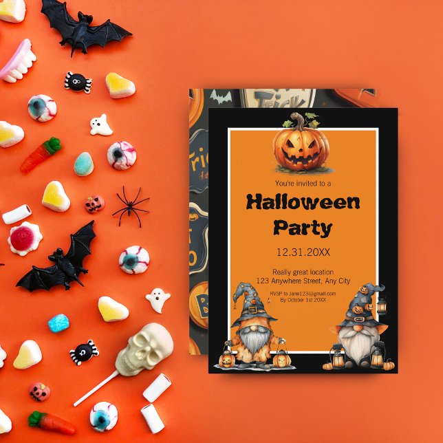 Cute Halloween Gnome Inbjudningar (Skapare uppladdad)