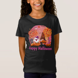 Cute Halloween Gnome och Ghost med Text Girl's T Shirt