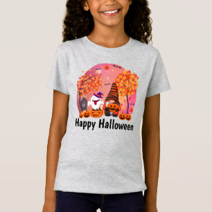Cute Halloween Gnome och Ghost med Text Girl's T Shirt