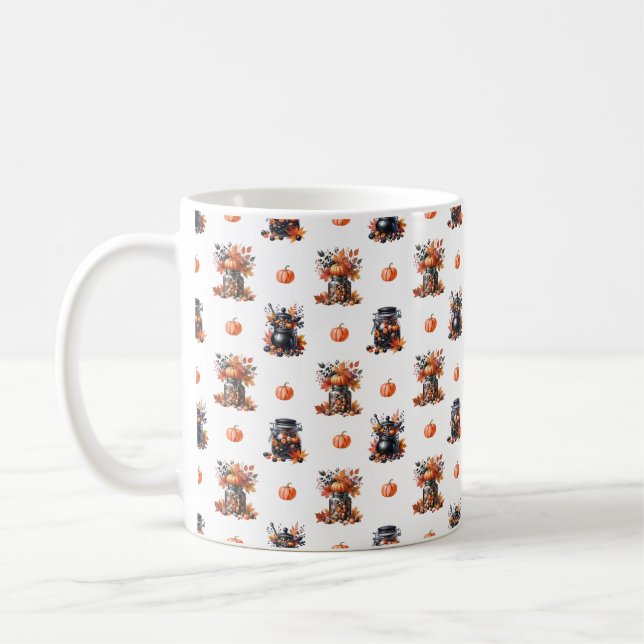 Cute Halloween Godisskål | Pumpkins Fall Mönster Kaffemugg (Vänster)