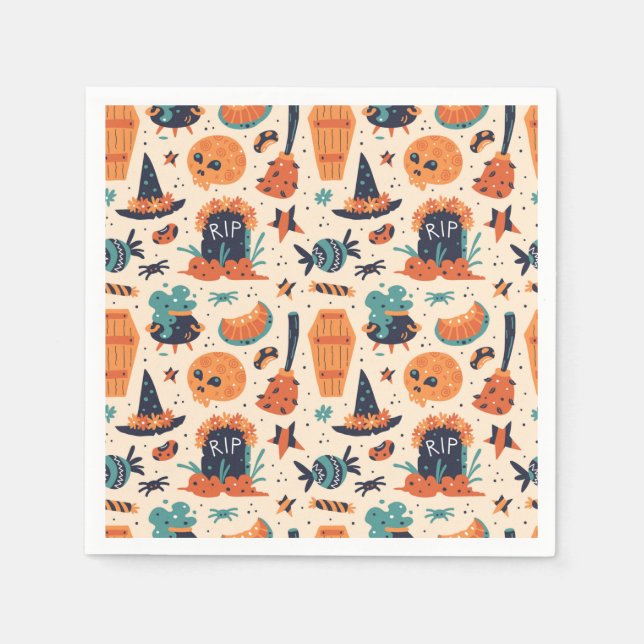 Cute Halloween Gravestone & Cauldrons Pappersservett (Framsidan)