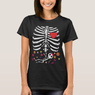 Cute Halloween Gravid Skeleton Flicka T Shirt