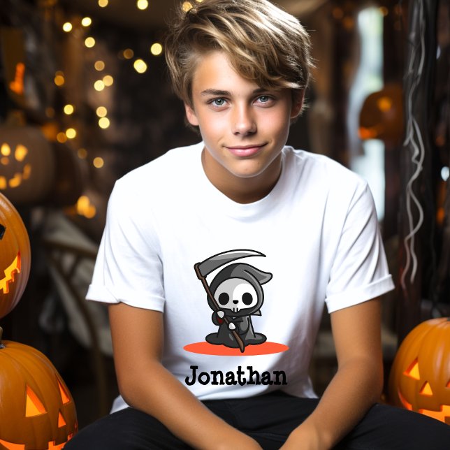 Cute Halloween Grim Reaper Ghost Namn T Shirt (Skapare uppladdad)
