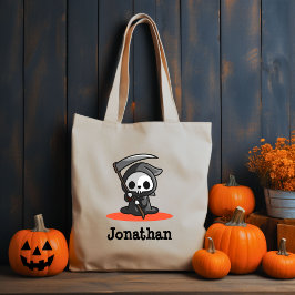 Cute Halloween Grim Reaper Ghost Namn Tygkasse