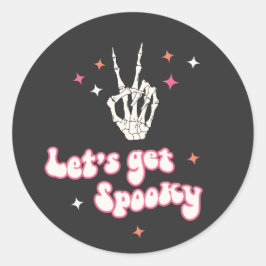 Cute Halloween Groovy Skeleton Runt Klistermärke