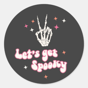 Cute Halloween Groovy Skeleton Runt Klistermärke