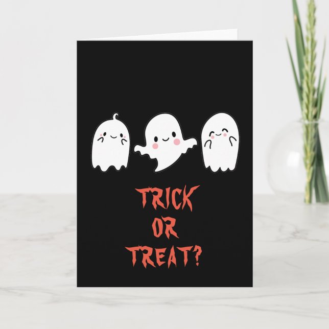 Cute Halloween-hälsningskort, Bus eller godis Kort (Framsida)