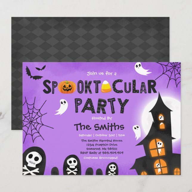 Cute Halloween Haunween-hölje, spjutbart Inbjudningar (Fram/baksida)