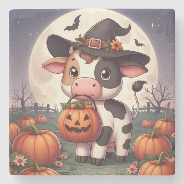 Cute Halloween häxko Stenunderlägg (Framsidan)