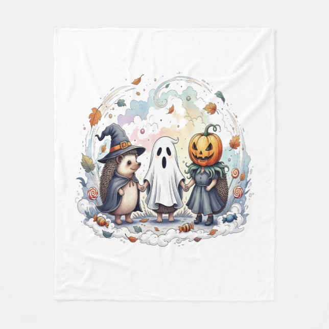 Cute Halloween Hedgehogs Costume Fleecefilt (Framsidan)
