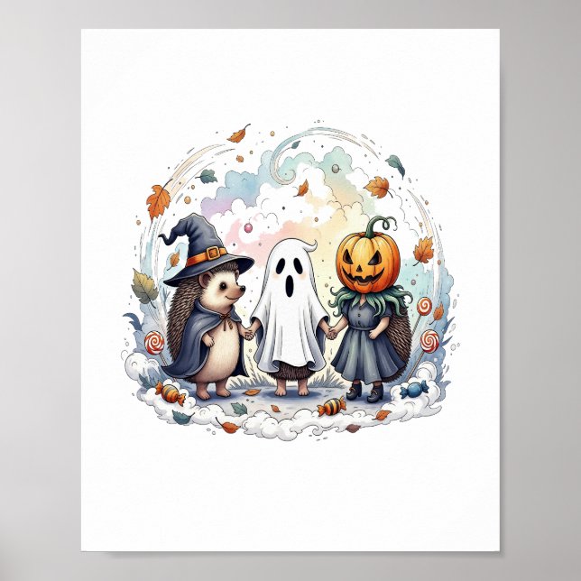 Cute Halloween Hedgehogs Costume Poster (Framsidan)