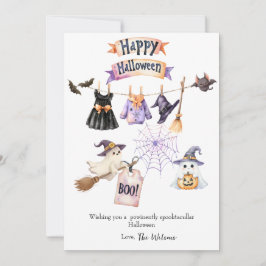 Cute Halloween Helgdag Card med Pumpkins Witch Julkort
