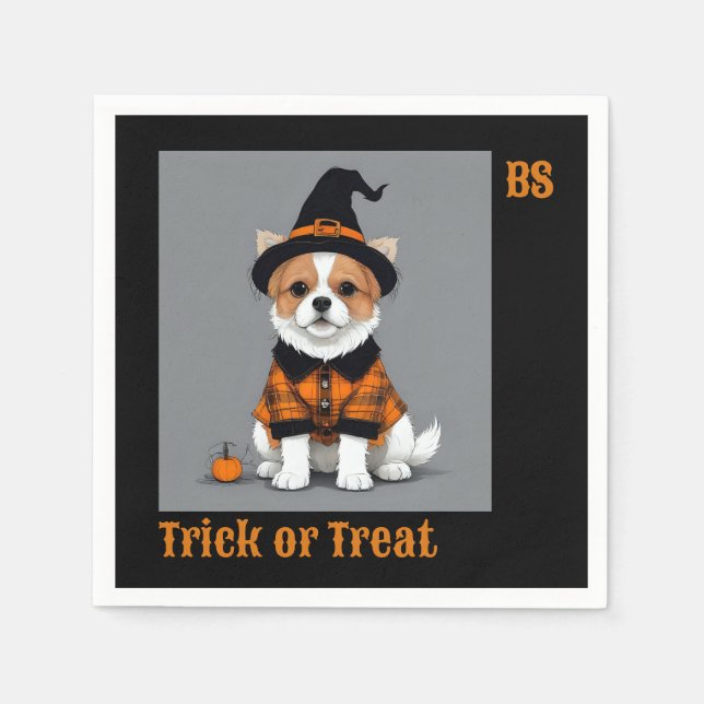 Cute Halloween hund in Disguise | festlig Pappersservett (Framsidan)