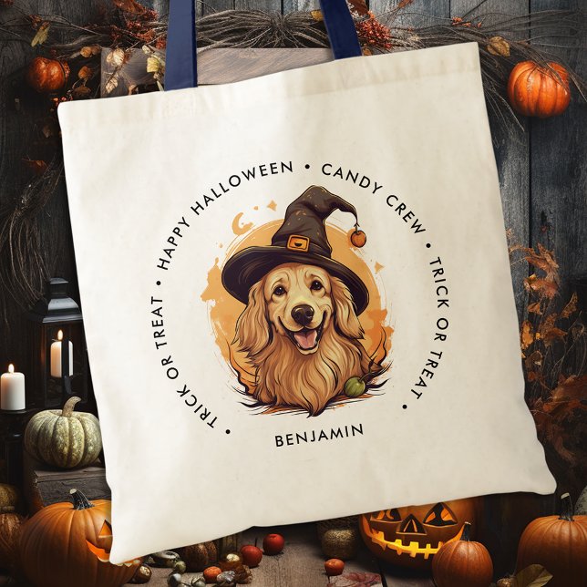 Cute Halloween Hund Personlig Bus eller godis Tygkasse (Skapare uppladdad)