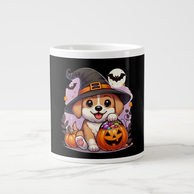 Cute Halloween-hund/valp Jumbo Mugg (Framsidan)