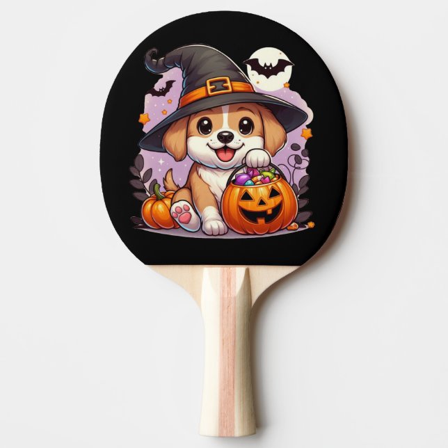 Cute Halloween-hund/valp Pingisracket (Framsidan)