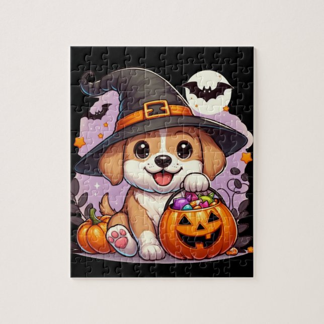 Cute Halloween-hund/valp Pussel (Vertikal)