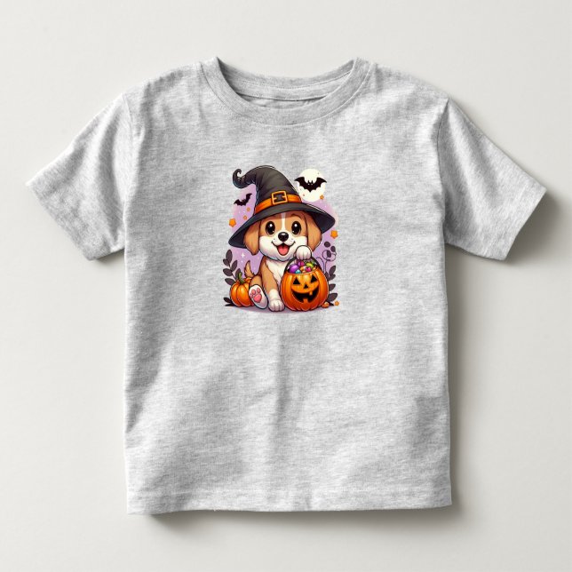 Cute Halloween-hund/valp T Shirt (Framsida)