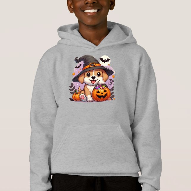 Cute Halloween-hund/valp T Shirt (Framsida)