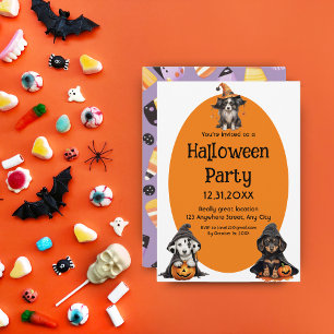 Cute Halloween Hundar Inbjudningar