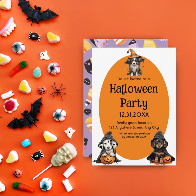 Cute Halloween Hundar Inbjudningar (Skapare uppladdad)