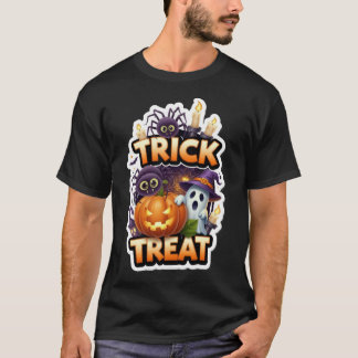 Cute Halloween illustration with ghost pumpkin spi T Shirt