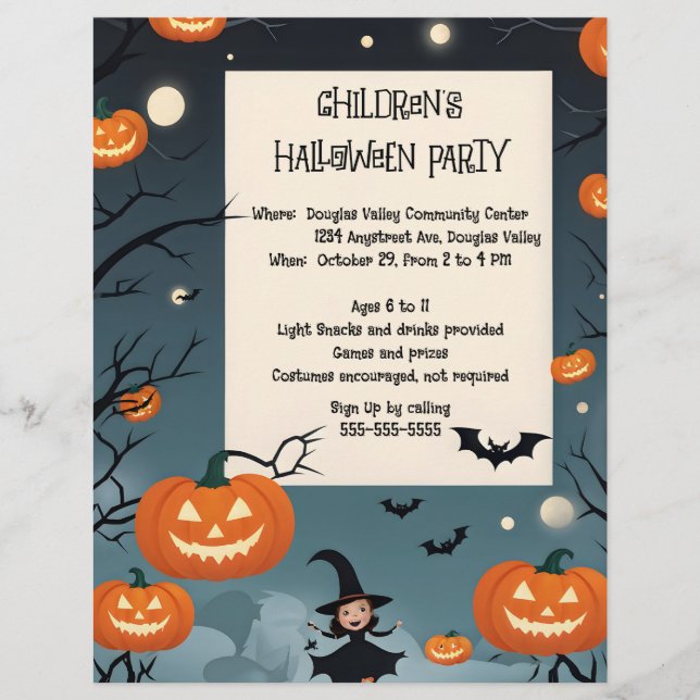 Cute Halloween-inbjudan till för barn Party Brevhuvud (Framsida)