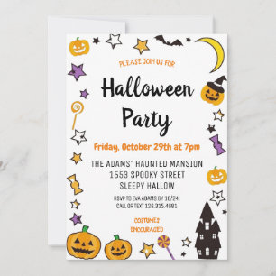 Cute Halloween-inbjudan till poktaculärt parti Inbjudningar