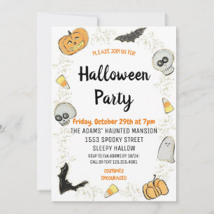 Cute Halloween-inbjudan till poktaculärt parti Inbjudningar