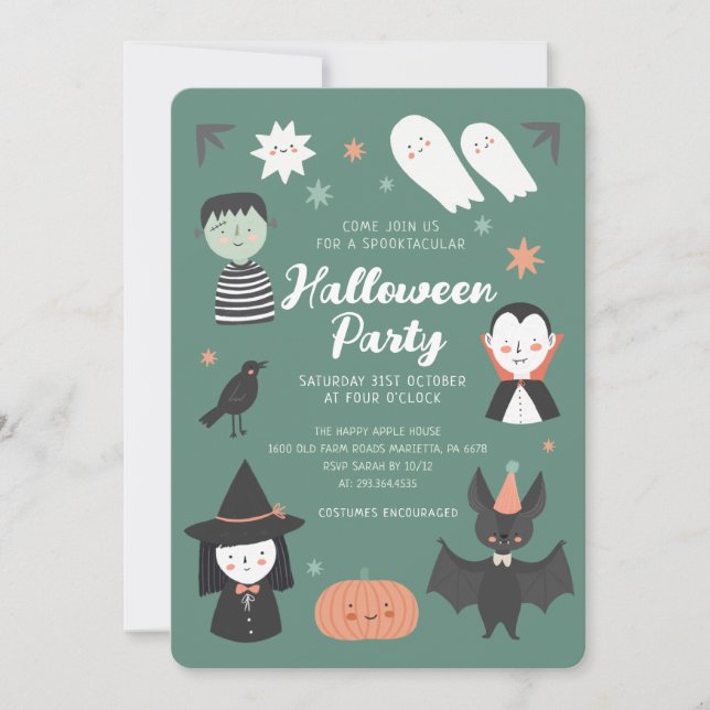 Cute Halloween-inbjudan till poktaculärt parti Inbjudningar (Framsida)