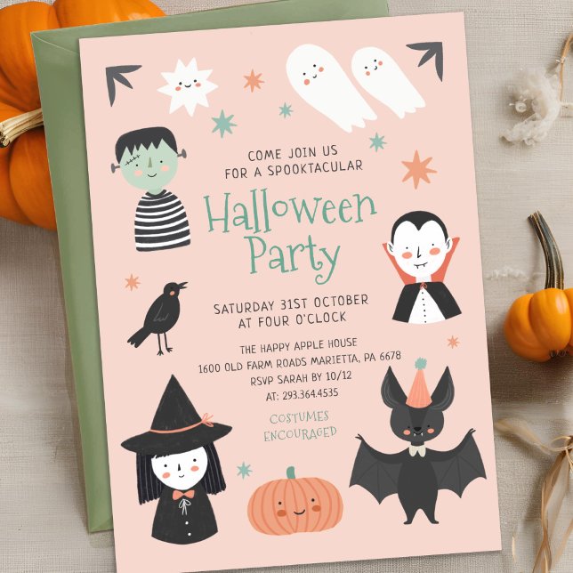 Cute Halloween-inbjudan till poktaculärt parti Inbjudningar (Skapare uppladdad)