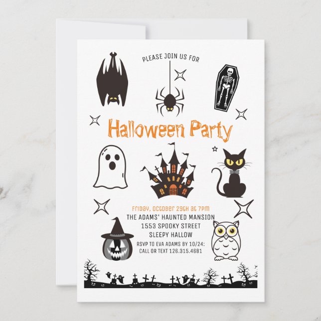 Cute Halloween-inbjudan till poktaculärt parti Inbjudningar (Framsida)
