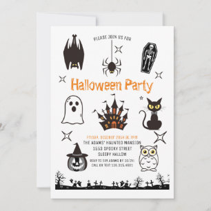 Cute Halloween-inbjudan till poktaculärt parti Inbjudningar