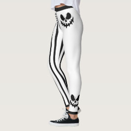 Cute Halloween Jack-O-Lantern Ansikte och Rand Leggings