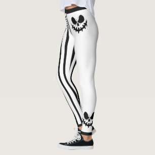 Cute Halloween Jack-O-Lantern Ansikte och Rand Leggings