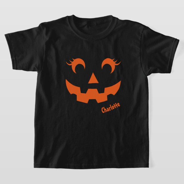 Cute Halloween Jack O'Lantern Personlig Pumpkin T Shirt (Laydown)